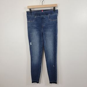 Spanx Distressed Dark Wash Denim Skinny Jeans